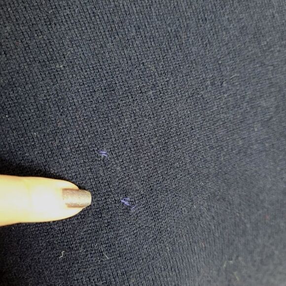 VINTAGE 80s sweater navy blue cashmere crew neck‎ fitted S - Picture 5 of 9